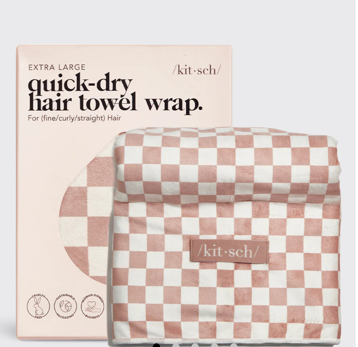 Kitsch: Terracotta Checker XL Hair Towel Wrap