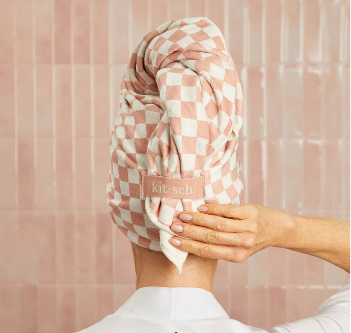 Kitsch: Terracotta Checker XL Hair Towel Wrap