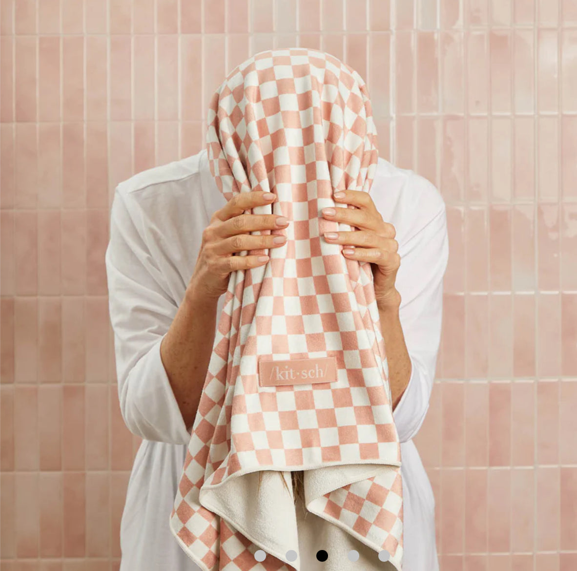 Kitsch: Terracotta Checker XL Hair Towel Wrap