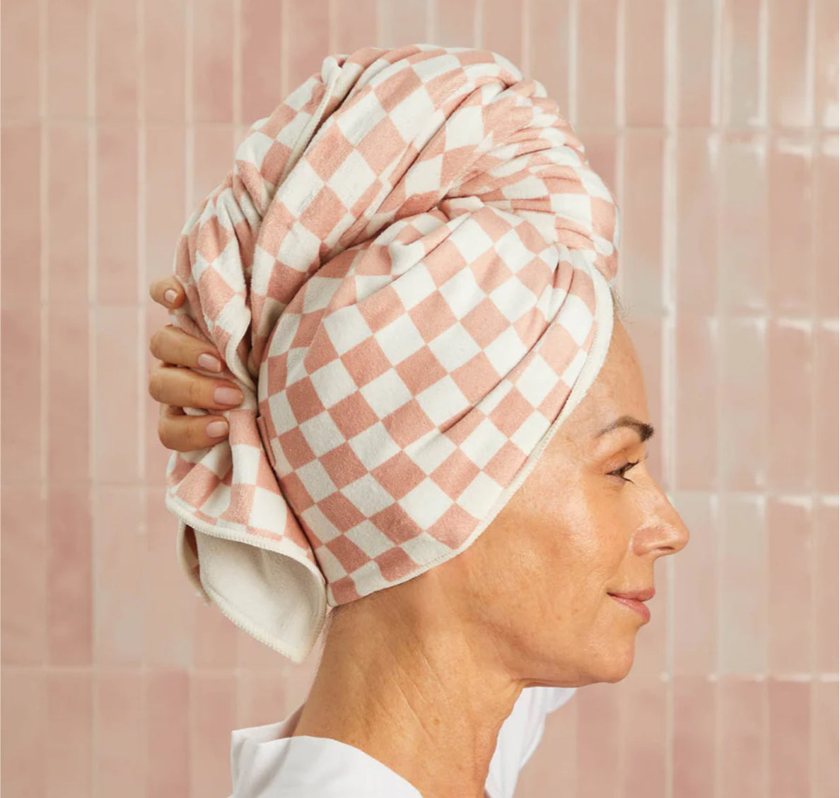 Kitsch: Terracotta Checker XL Hair Towel Wrap